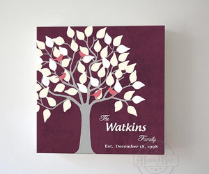 10 Year Anniversary - Personalized Unique Family Tree Canvas Wall Art - Unique Wall Decor - Color - BurgundyHomeMuralMax Interiors