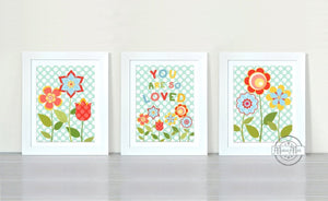 Abstract Polka Dot - Floral You Are So Loved Nursery Art - Unframed Prints - Set of 3-B018KOB0V0Baby ProductMuralMax Interiors
