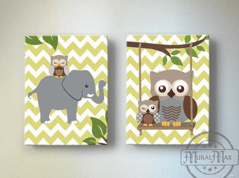 For Baby Boy Baby Room Canvas Wall Art Nursery Animals