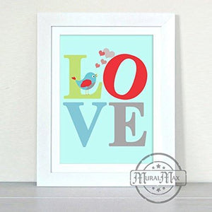 Baby Nursery Love Decor - The Love Bird Collection - Unframed Print-B01D7RTV2K - MuralMax Interiors