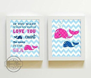 Chevron Nautical Nursery Love Quote Theme - Unframed Prints- Set of 2-B018KODF4A - MuralMax Interiors