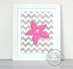 Chevron - Starfish Beach Nautical Nursery Theme - Unframed Print-B018KOBPGA - MuralMax Interiors