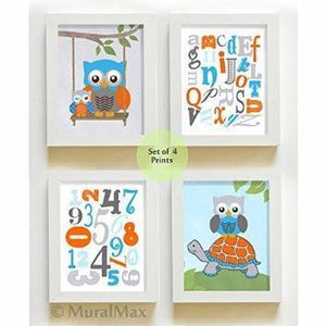 Educational 123 & ABC Nursery Theme - Unframed Prints- Set of 4-B018KOI2PM - MuralMax Interiors