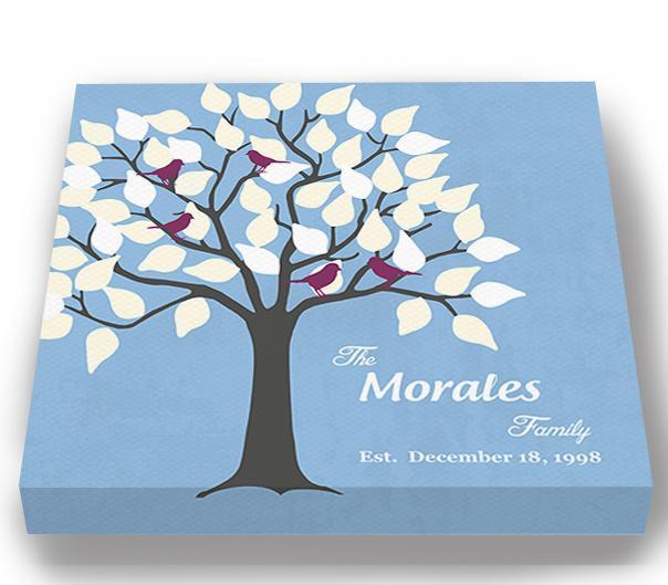 Mural Max Personalized Family Tree & Lovebirds, Stretched Canvas Wall Art, Choose Your Color & Size