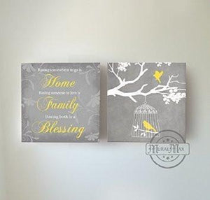 Home Family Blessing Quote - Stretched Canvas Wall Art - Memorable Anniversary Gifts - Unique Wall Decor - Color - Gray - 30-DAY - Set of 2-B018KOCNUW-MuralMax Interiors