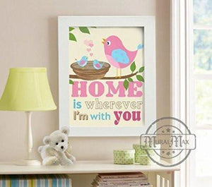 Love Bird Baby Bath - Nursery Rhymes Collection - Unframed Print-B018KOIKJU-MuralMax Interiors