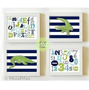 MuralMax- Educational ABC & 123 Alligator Theme - Unframed Prints - Set of 4-B018KOEBNE-MuralMax Interiors