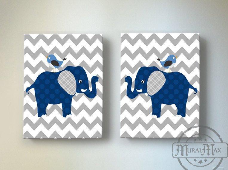 Navy elephant sale nursery decor