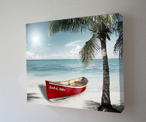 Personalized Beach House Decor - Nautical Boat Wall Art for Couples - Customized with Names-MuralMax Interiors