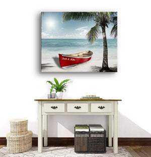 Personalized Beach House Decor - Nautical Boat Wall Art for Couples - Customized with Names-MuralMax Interiors