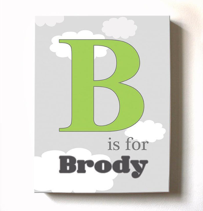 Personalized Boy Room Decor - Baby Name And Initial Canvas Art - The Aviation Collection