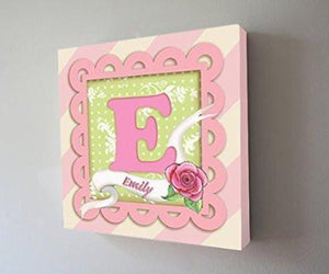 Personalized - Girls Nursery Art Theme - Canvas Floral Wall Decor-B018ISFNZ2-MuralMax Interiors