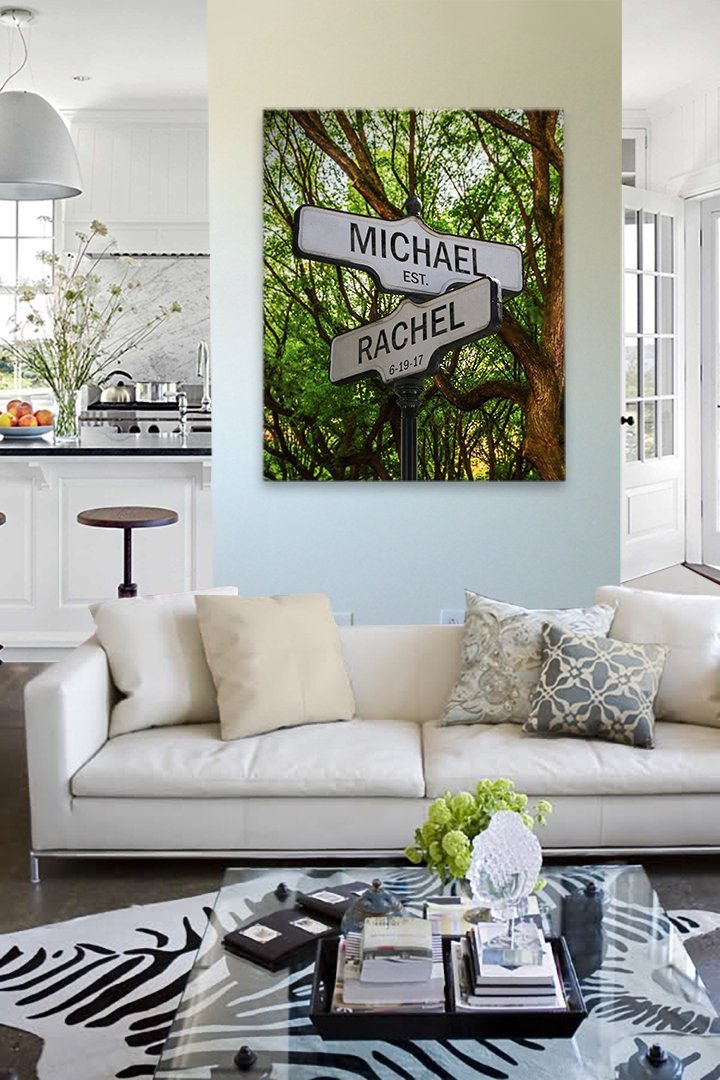 Personalized Street Sign Cross Road Custom Names & Established Date St ...