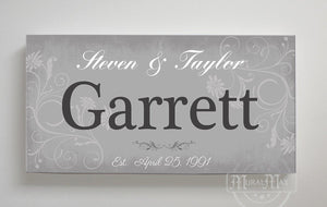 Rustic Couple Sign Custom Family Name & Established Date Stretched Canvas Wall Art-MuralMax Interiors