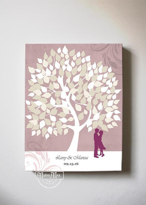 Wedding Tree Guest Book Alternative Canvas Print - Personalized Family Tree Wall Art - Make Your Wedding Gifts Memorable - PinkHomeMuralMax Interiors
