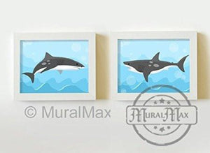 Whimsical Shark Collection - Unframed Prints - Set of 2-B018KOB7WC-MuralMax Interiors
