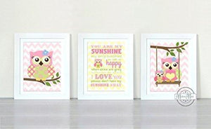 You Are My Sunshine Collection - Chevron Unframed Prints - Set of 3-B018KOGJMU-MuralMax Interiors