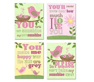 You are My Sunshine - Newborn Nursery Quotes - Unframed Prints - Set of 4-B018KOIR3E-MuralMax Interiors