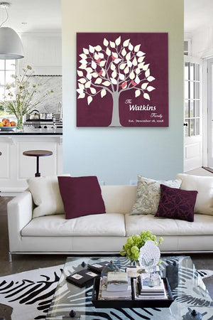 10 Year Anniversary - Personalized Unique Family Tree Canvas Wall Art - Unique Wall Decor - Color - BurgundyHomeMuralMax Interiors