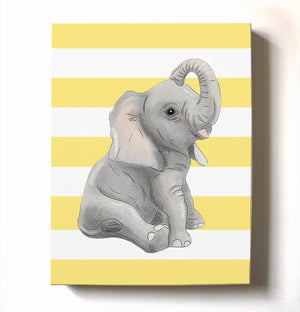 Gender Neutral Elephant Nursery Art - Baby Elephant Watercolor  Canvas Art for Kids Room