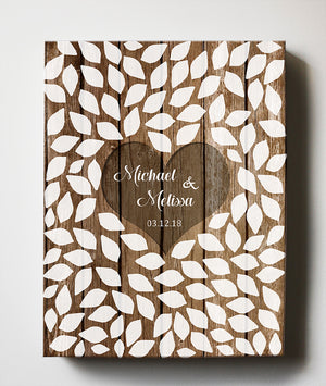 Rustic wedding guest book personalized canvas wall art country farmhouse style