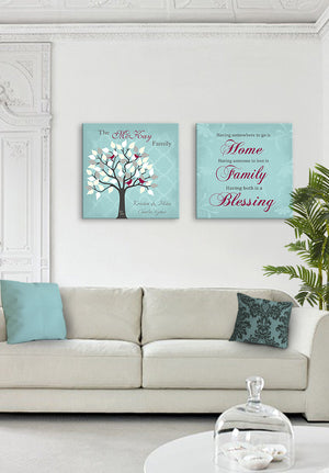 Custom Family Tree &amp; Quote - Stretched Canvas Wall Art - Memorable Anniversary Gifts - Unique Wall Decor - 30-DAY - Set Of 2-B01LWI5CE4HomeMuralMax Interiors