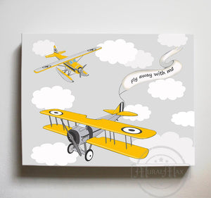 Airplane Art Nursery Decor - Vintage Aviation Boys Room Decor-MuralMax Interiors
