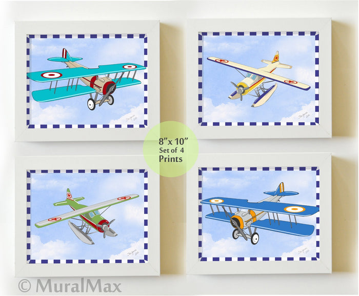 Airplane Nursery Aviation Collection - Unframed Prints - Set of 4-B018KOBLS2
