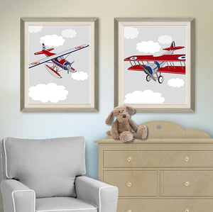 Airplane Nursery Prints - Airplane Baby Boy Nursery Baby Shower Gift- Unframed Print