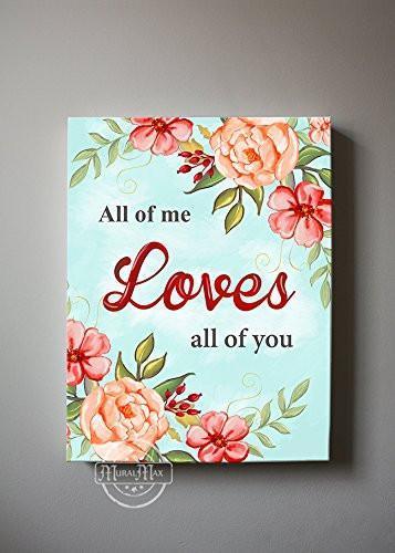 All Of Me Loves All Of You Quote, Stretched Canvas Wall Art, Make Your Wedding & Anniversary Gifts Memorable, Unique Wall Decor, Color, Apricot - 30-DAY-B01D7R157O