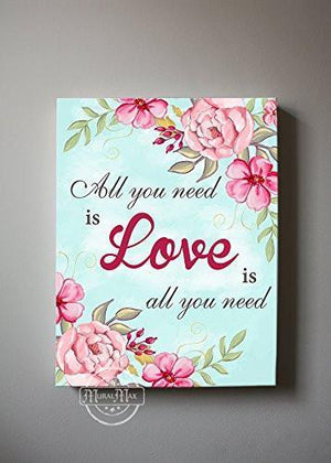 All You Need Is Loves Quote - Stretched Canvas Wall Art - Make Your Wedding &amp; Anniversary Gifts Memorable - Unique Wall Decor - Color - Rose - 30-DAY-B01D7R1AHYHomeMuralMax Interiors