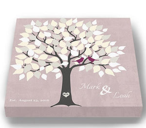 Alternative Wedding Signature Guest Book 150 Leaf Tree, Stretched Canvas Wall Art, Wedding Gift, Unique Wall Decor - Pink150Leaf - B01L2L4R8GHomeMuralMax Interiors