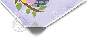 Always Kiss Me Goodnight Purple Owl Nursery Art - Unframed PrintBaby ProductMuralMax Interiors