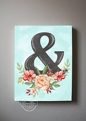Ampersand Symbol, Always &amp; Forever, Stretched Canvas Wall Art, Wedding &amp; Anniversary Gifts Memorable, Unique Wall Decor, Color , Cloudy Blue - 30-DAY-B01D7R10YWHomeMuralMax Interiors