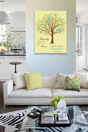 Anniversary Gift - Personalized Family Tree Canvas Art - When Two People Fall In Love - Halifax CreamHomeMuralMax Interiors