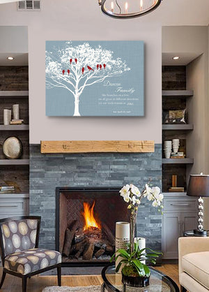 Anniversary Gift Wedding Gift - Personalized Family Tree Stretched Canvas Wall Art, Unique Wall Decor - Blue # 2HomeMuralMax Interiors