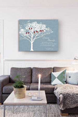 Anniversary Gift Wedding Gift - Personalized Family Tree Stretched Canvas Wall Art, Unique Wall Decor - Blue # 2HomeMuralMax Interiors