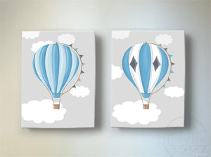 Baby Boy Hot Air Balloon Nursery Art - Aviation Art for Boys - Set of 2 Canvas Wall ArtBaby ProductMuralMax Interiors