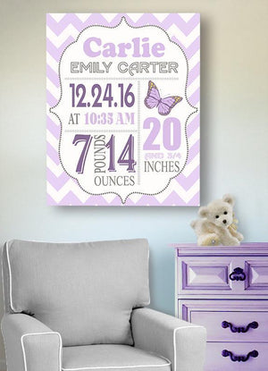 Baby Girl Birth Announcement Canvas Wall Art - Personalized Baby Gift- Baby Kepsake - B072LXQD7PBaby ProductMuralMax Interiors