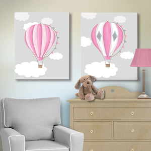 Baby Girl Nursery Decor Hot Air Balloon Canvas Art - Adventure Nursery Art for Girls - Set of 2Baby ProductMuralMax Interiors