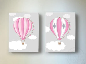 Baby Girl Nursery Decor Hot Air Balloon Canvas Art - Adventure Nursery Art for Girls - Set of 2Baby ProductMuralMax Interiors