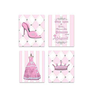 Baby Girl Nursery Personalized Princess Wardrobe Collection - Set of 4 - Unframed Prints-B01CRT6ZB4 - MuralMax Interiors