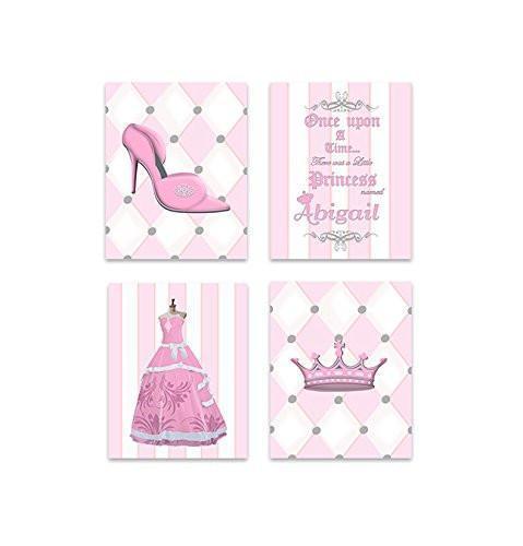 Baby Girl Nursery Personalized Princess Wardrobe Collection - Set of 4 - Unframed Prints-B01CRT6ZB4