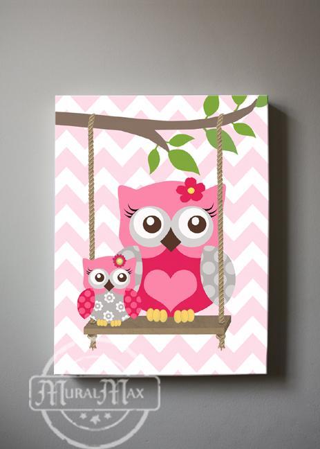 Baby Girl Room Decor Owl Always Love You Decor - Canvas Nursery Art Collection