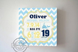 Baby Shower Gift Personalized Baby Birth Announcements For Boy - Whale Nursery Art Baby Boy - Unique Baby GiftsBaby ProductMuralMax Interiors