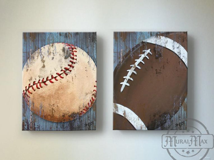 Baseball & Football The Canvas Sporting Canvas Wall Art - Set of 2 Boys Room Decor