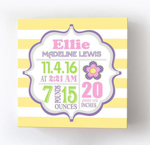 Birth Announcement Subway Art - Personalized New Baby Gift Birth Announcements Floral Nursery DecorBaby ProductMuralMax Interiors