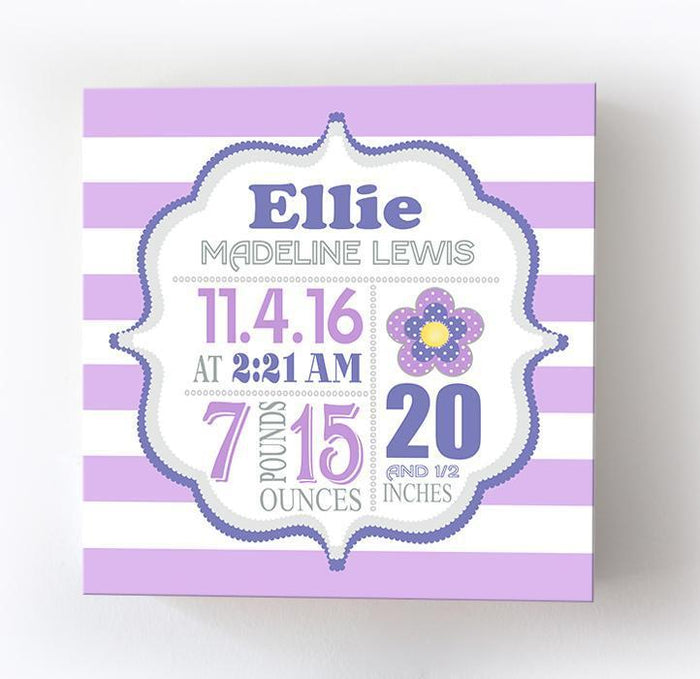 Birth Announcement Subway Art - Personalized New Baby Gift Birth Announcements Floral Nursery Decor