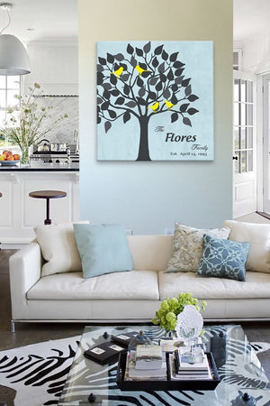 Birthday Gift - Personalized Unique Family Tree  Canvas Wall Art - Unique Wall Decor - Color - Blue - B01IFBS46C - MuralMax Interiors