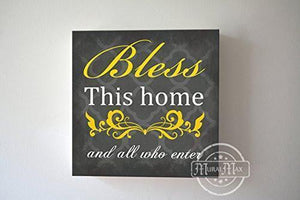 Bless This Home & All Who Enter Quote - Stretched Canvas Wall Art - Wedding & Memorable Anniversary Gifts - Unique Wall Decor - MuralMax Interiors